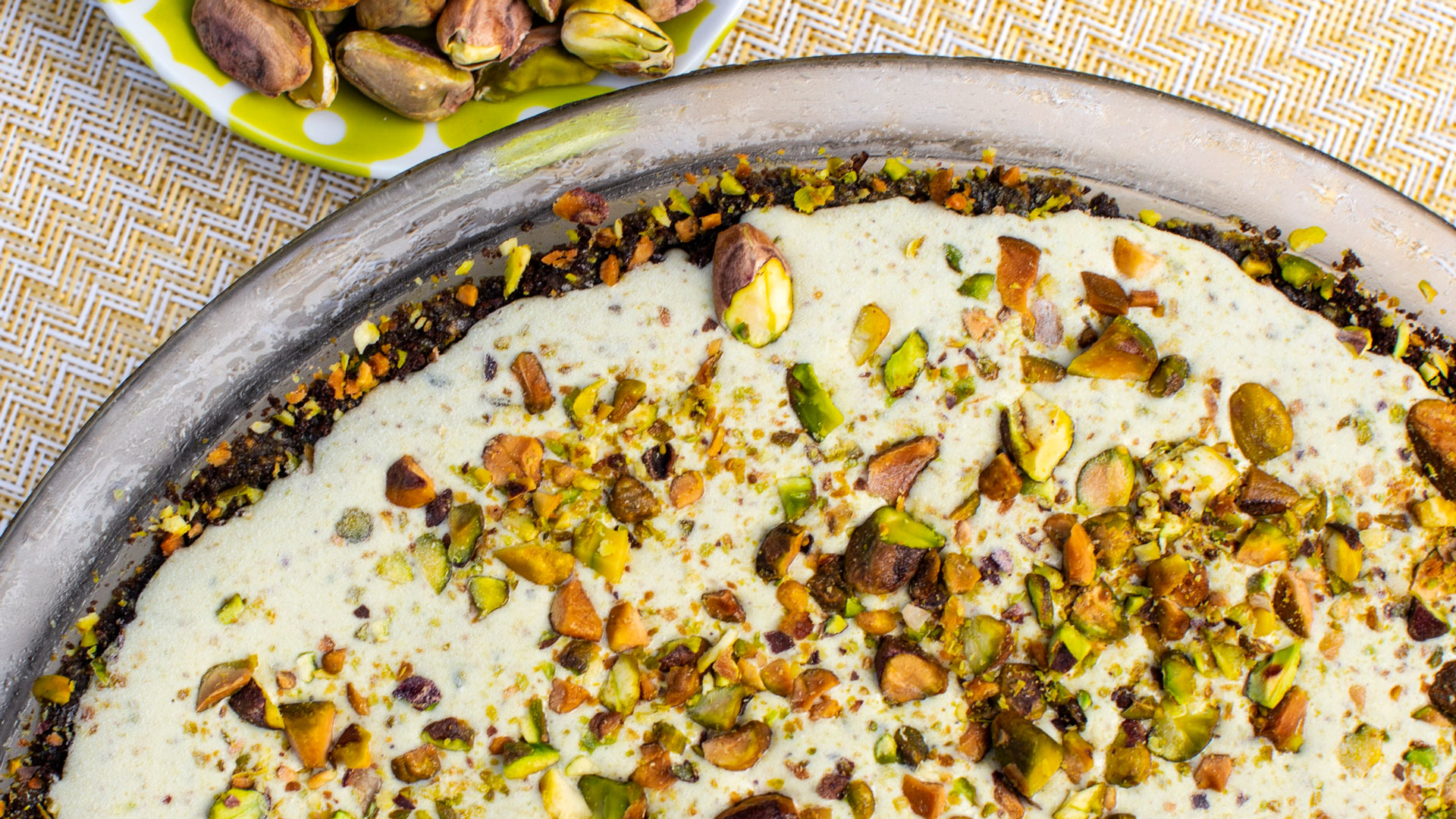 Frozen Pistachio Chocolate Cookie Crumb Pie