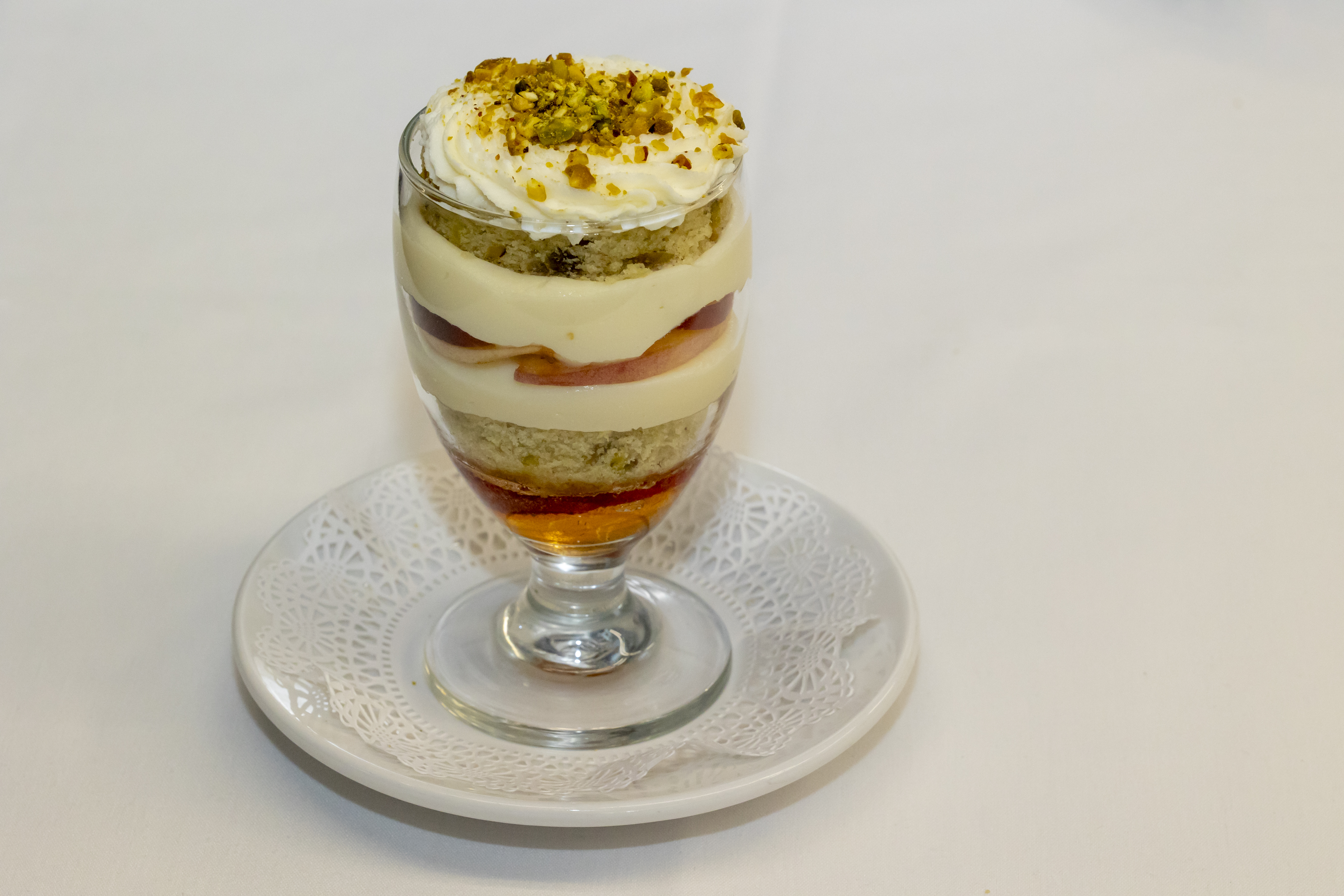 Stone Fruit and Berry Trifle with Pistachios