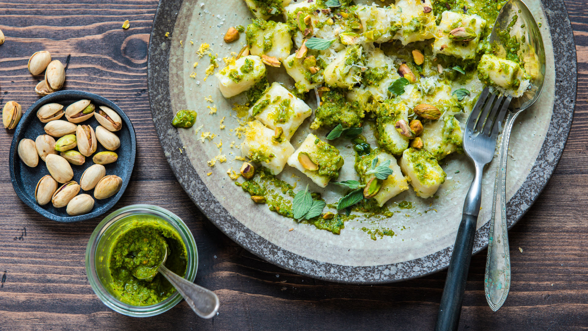 Homemade Ricotta Lemon Gnocchi with Pistachio Pesto