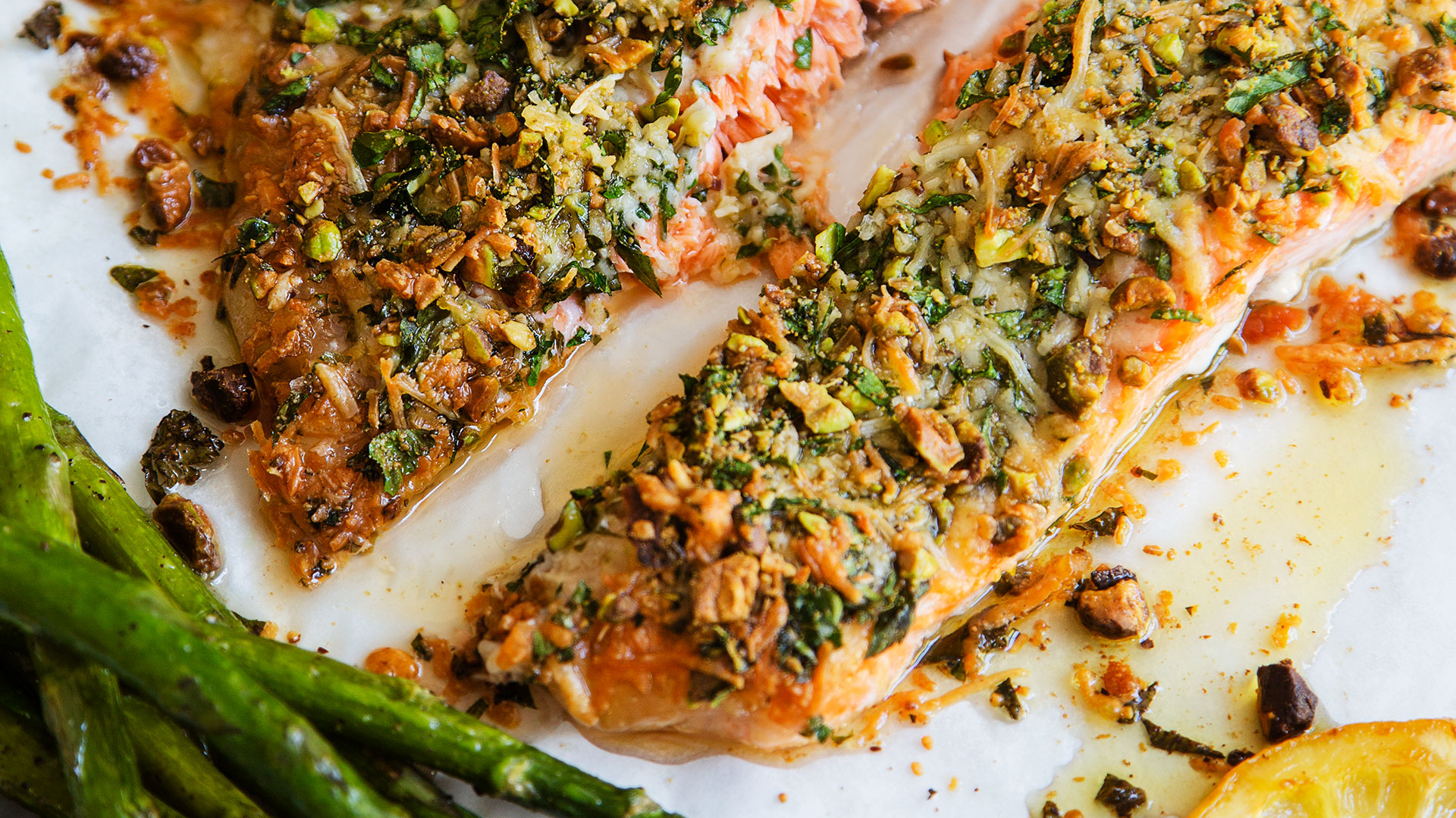 Pistachio and Parmesan Crusted Salmon