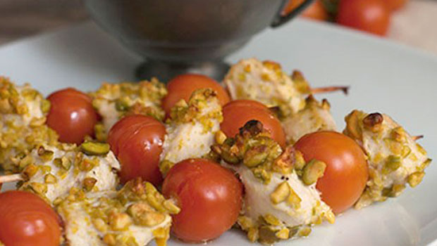 Turkey Breast Skewers with Pistachios