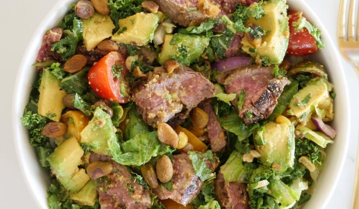 Grilled Summer Steak Salad with a Creamy Pistachio Dressing