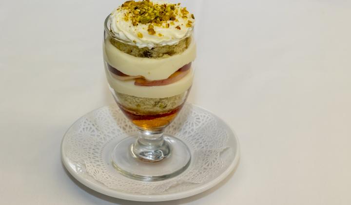 Stone Fruit and Berry Trifle with Pistachios