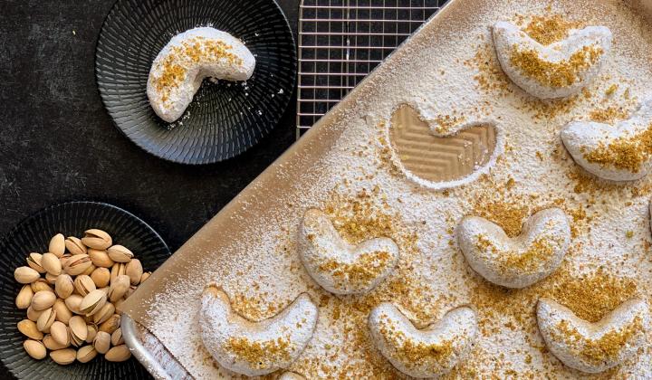 Pistachio Crescent Cookies