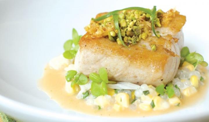 Sea Bass with Thai Curry & Pistachios